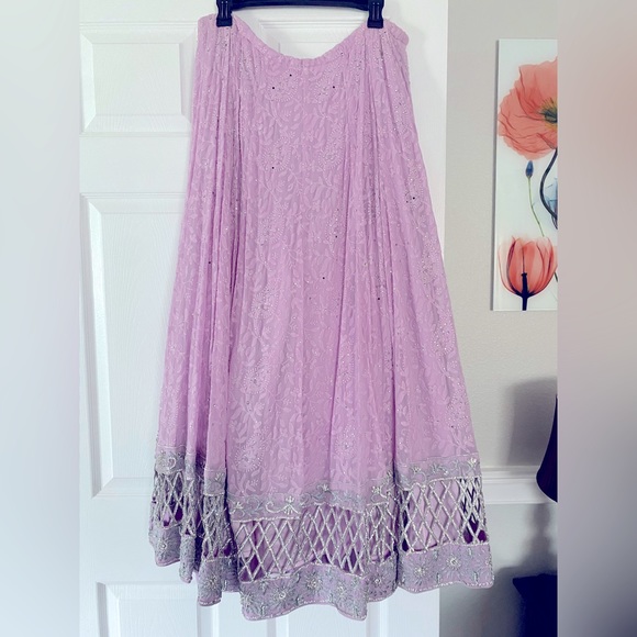 Light purple long top and skirt set - Picture 3 of 4